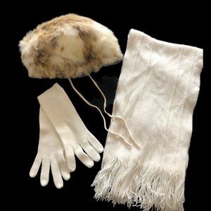 Russian Fur Hat, Scarf & Mittens Winter Bundle